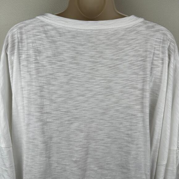 Talbots Slubbed Knit Top Shirt Cotton Modal Tie Detail White 3XP Petite Classic - Picture 6 of 11